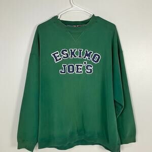 Vintage Eskimo Joe’s Sweatshirt Stillwater OK Revese Weave Green Distressed XL
